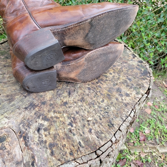 Men Vintage Brown Leather Cowboy Boots By Dan Post Size 11- 11.5/Men Go Western - Picture 9 of 10